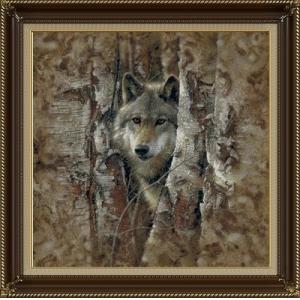 wolf behind the wood