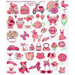 All the pink small items small easy cross stitch