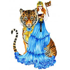 Girl and Tiger cross stitch kit