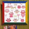 Pink Owl cotton cross stitch kit