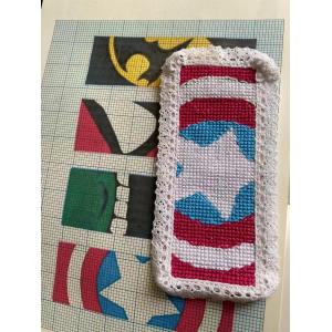 4 Pieces,11 Count aida Fabric,Cotton Captain Book Marker Cross Stitch Kit,8x16cm,100% Cotton,11 Count, Cute Easy lace Cr