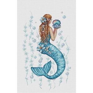 Blue Mermaid, 14 Count, 118x190 Stitch, 21x35cm Cotton Mermaid Pattern Easy Cross Stitch kit