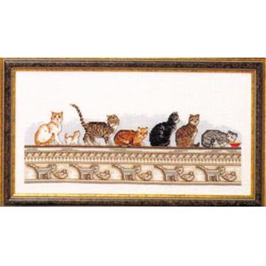 Time for Dinner, 7 Cats Cotton Counted Cross Stitch Kits, 40x200 Stitch,7x36m Cotton Easy Small Cross Stitch kit